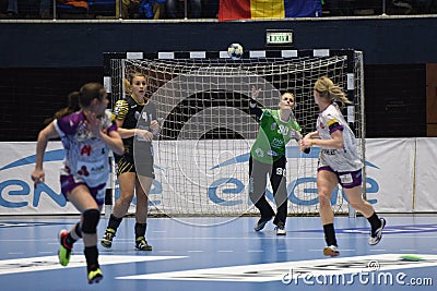 Handball match - CSM Bucharest and Midtjylland Editorial Stock Photo