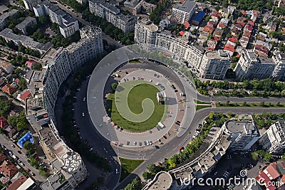 Bucharest, Romania, May 15, 2016: Aerial view of Piata Alba Iulia Editorial Stock Photo