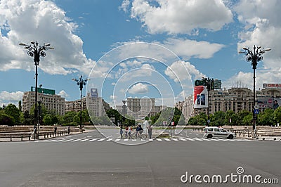 BUCHAREST, ROMANIA - MAY 14, 2017: Bucharest Cityscape. Parliament in Background. Editorial Stock Photo