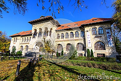 Bucharest, Romania, 15 November 2020 - Main entry to the The National Geology Museum Editorial Stock Photo