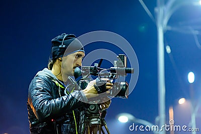 Bucharest, Romania - November 04, 2015: Some 30,000 people gather in the streets of the capital Bucharest on the evening Editorial Stock Photo