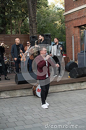 Bucharest, Romania, 21st of September: Mahala Rai Banda music band in Romania gypsy music Editorial Stock Photo