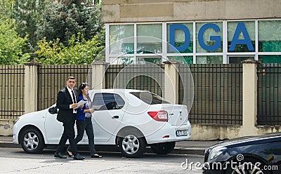 George Simion, AUR president, heard as a witness by DGA, Bucharest, Romania Editorial Stock Photo