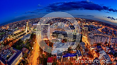 Bucharest skyline in the Victoria Square , aerial view Editorial Stock Photo