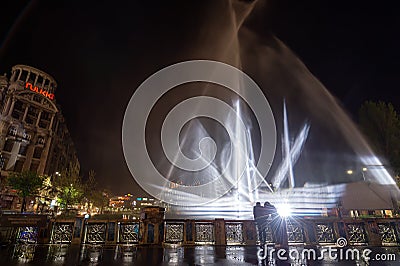 Bucharest spot light festival, ghost ship The Flying Dutchman hologram Editorial Stock Photo