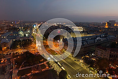 Bucharest - University Square by night Editorial Stock Photo