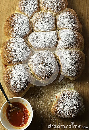 Buchteln - Sweet Austrian yeast buns. Stock Photo