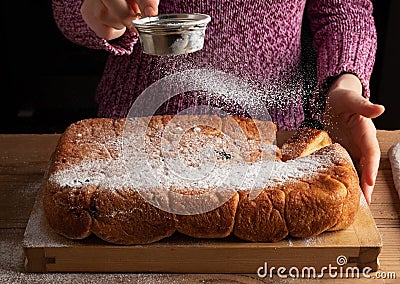 Buchty - typical Czech sweet buns made of yeast dough Stock Photo
