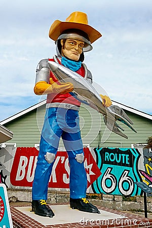 Buck Atom on Route 66 Editorial Stock Photo