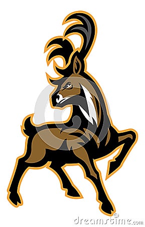 Buck mascot with big antler Vector Illustration