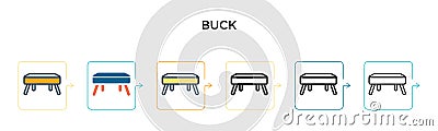 Buck vector icon in 6 different modern styles. Black, two colored buck icons designed in filled, outline, line and stroke style. Vector Illustration