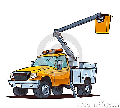 Bucket Boom Truck Vector Illustration