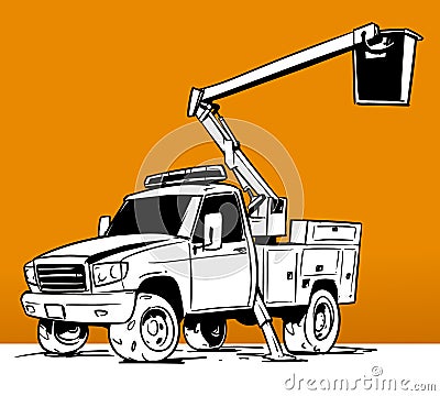 Bucket Boom Truck Vector Illustration