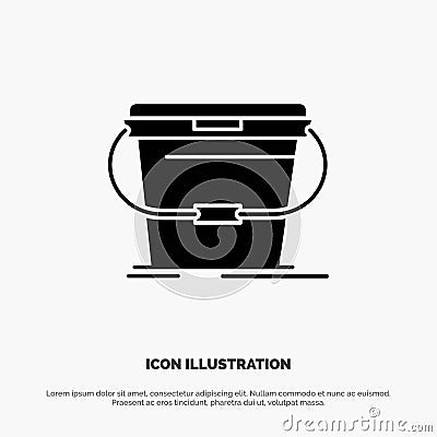 Bucket, Cleaning, Wash, Water solid Glyph Icon vector Vector Illustration