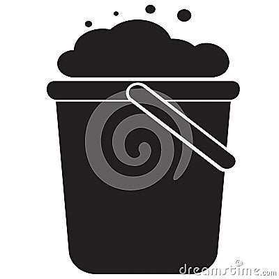Bucket with foam icon on white background. bucketful with foam and bubbles sign. flat style Vector Illustration
