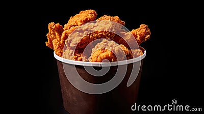 Bucket full of crispy kentucky fried chicken. Generative Ai Stock Photo