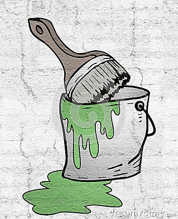 Bucket of green paint Stock Photo