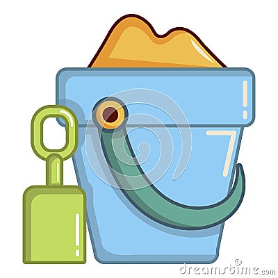 Bucket and shovel for children sandbox icon Vector Illustration