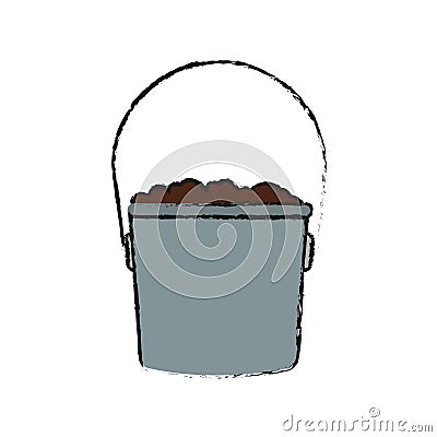 Bucket with soil Vector Illustration