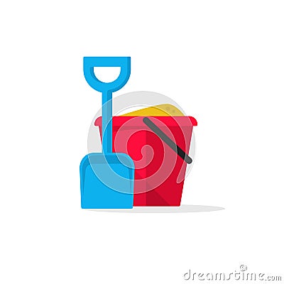 Bucket and spade with sand vector illustration Vector Illustration