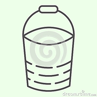 Bucket thin line icon. Building or domestic bucketful outline style pictogram on white background. Housework and garden Vector Illustration