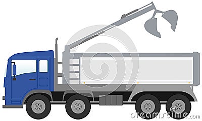 Bucket truck with blue cabin Vector Illustration