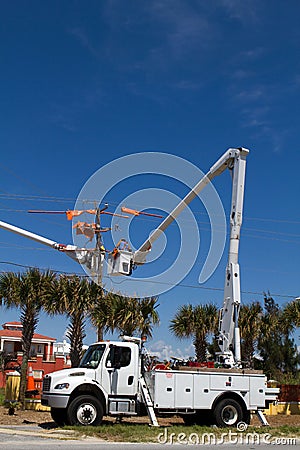 Bucket Truck Cherry Picker Stock Photo