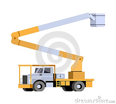 Bucket truck front side view vehicle Vector Illustration