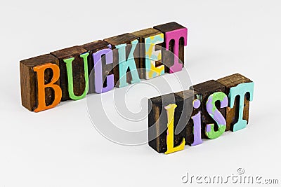 Bucket wish list dream idea travel dreaming life exploration Stock Photo