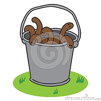 Bucket of Worms Vector Illustration