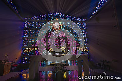 Buckfast Abbey Stained glass windows Editorial Stock Photo