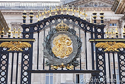 Buckingham Palace, details of decorative fence, London,United Kingdom Stock Photo