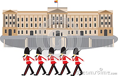 Buckingham Palace with guards Stock Photo