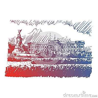 Buckingham Palace. London, England, UK. Graphic sketch Stock Photo