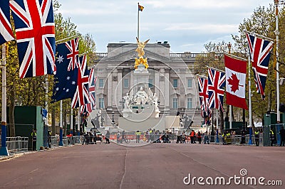 BUCKINGHAM PALACE, LONDON - 4 May 2023: Buckingham Palace ahead of the Coronation of King Charles III Editorial Stock Photo