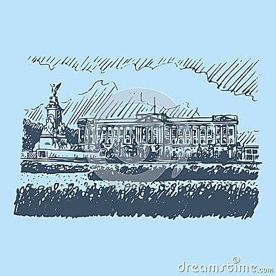 Buckingham Palace. London, England, UK. Graphic illustration Stock Photo