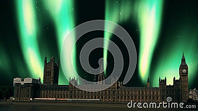 Buckingham Royal Palace London Northern Lights Aurora Borealis Sky