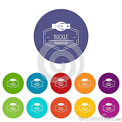 Buckle connect icons set vector color Vector Illustration