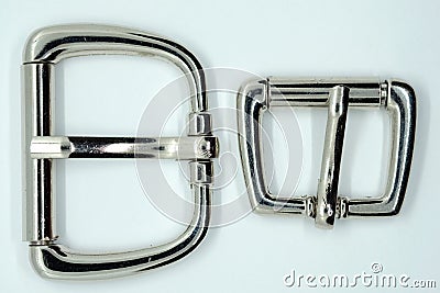 Buckle for dog leash, chrome-plated in the shape of a trapezoid. Stock Photo