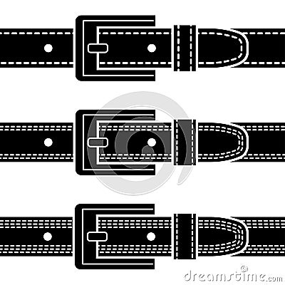 Buckle quilted belt black symbols Vector Illustration