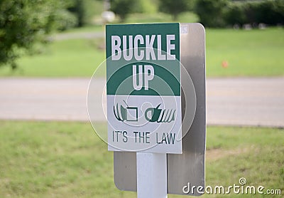 Buckle Up Seatbelt Warning Sign Stock Photo