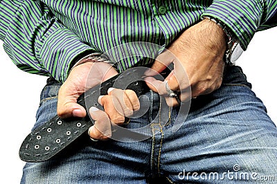 Buckling the belt Stock Photo