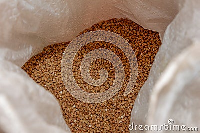 Buckwheat in the bag Stock Photo