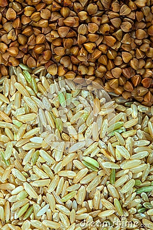 Buckwheat and brown rice cereal Stock Photo