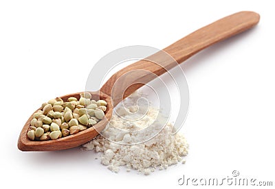 Buckwheat with flour Stock Photo