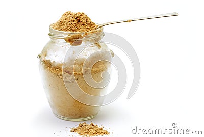 Buckwheat flour in a jar Stock Photo