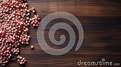 Buckwheat Grain on Wood Background with Copy Space Stock Photo