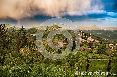 Bucolic Italian village on the Apennine mountains Stock Photo