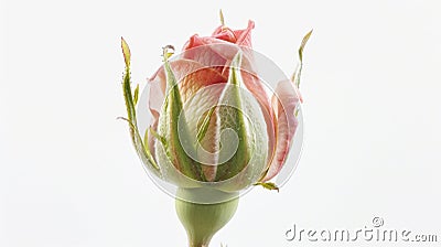 Bud of an unopened red rose on a gray background Stock Photo