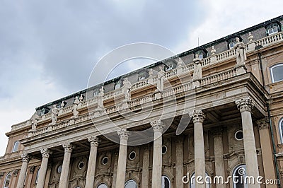 Buda palace western forecourt terrace statues Stock Photo